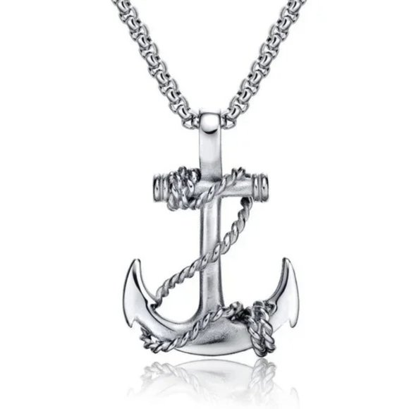 New Design Silver Anchor Necklace - Picture 2 of 4